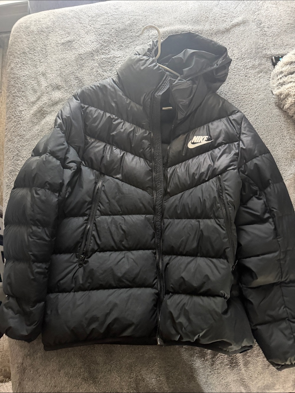 Nike Black Quilted Puffer Jacket with Hood